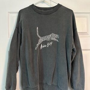 Anine Bing Black Sweatshirt with Leopard Graphic